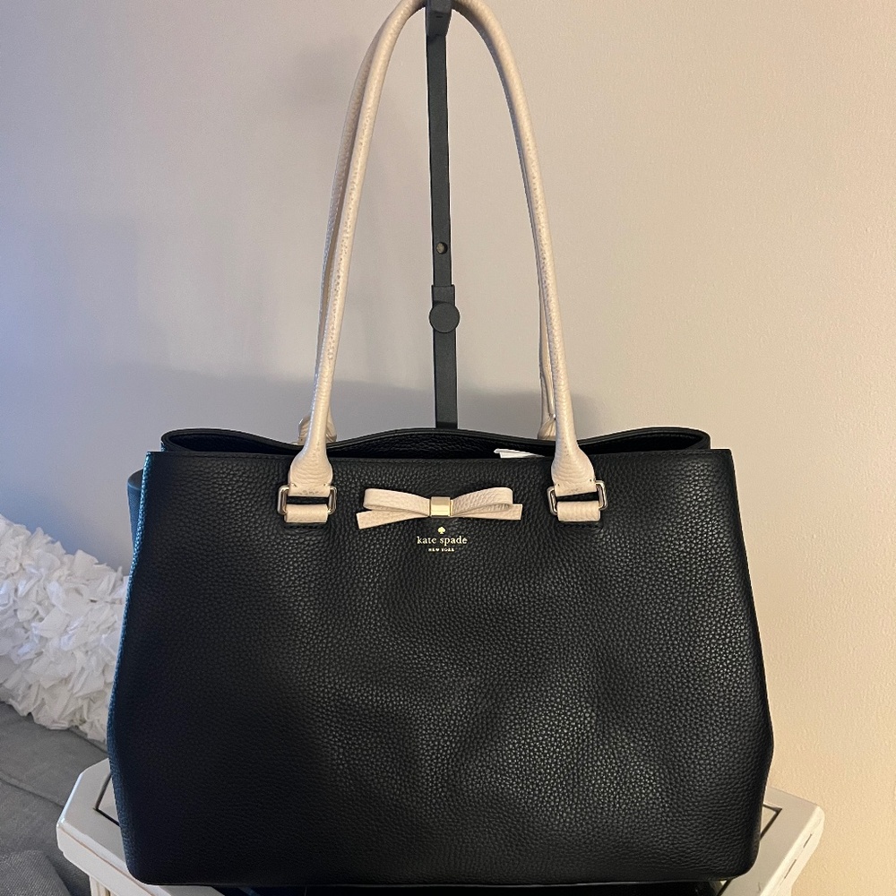 Brand New Kate Spade Black and Tan Leather Tote/Shoulder Bag